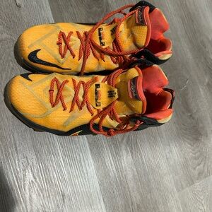Nike mens LeBron  Orange and Black Sneakers size 12